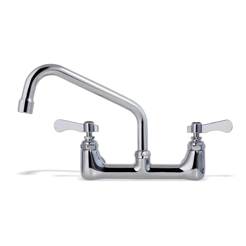 Commercial Kitchen Dual Hand 304 Stainless Steel Brass Kitchen Sink Tap Faucet Cold Hot Spring Mixer Tap Deck Mounted Basin Taps factory