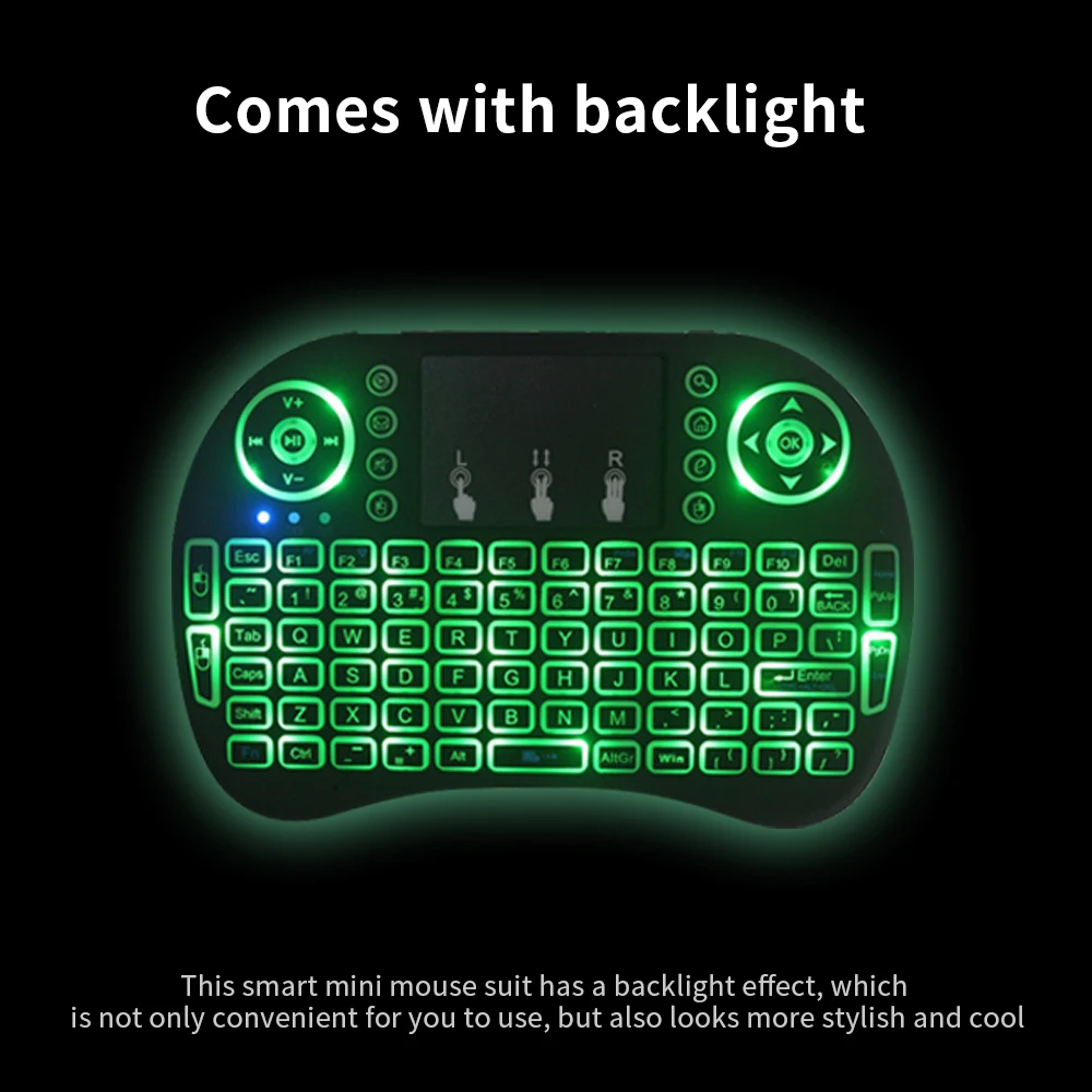 I8 2.4GHz Mini Wireless Keyboard with Touchpad Air Mouse Backlit Arabic Keyboard