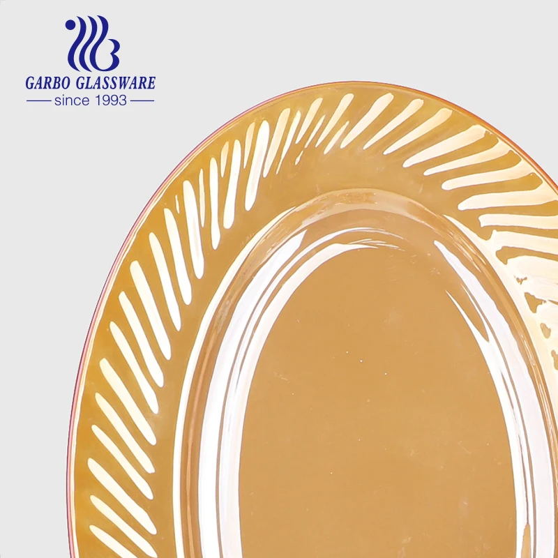 2021 New Design Ion Plating Golden 33 Pcs Opal Glass Dinner Set Opal glassware Plate Bowl