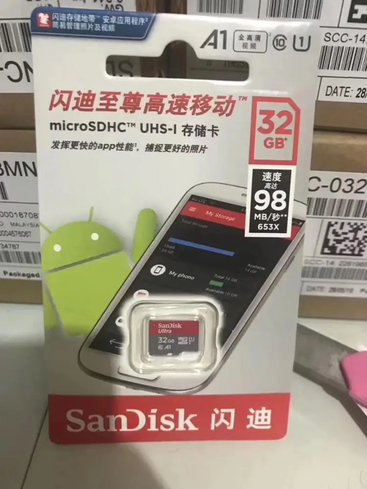 
100% аутентичная оптовая продажа SanDisk 32 Гб 64 Гб 128 ГБ 256 ГБ флэш-карты TF A1 Ultra Class 10 U1 U3 A1 карта памяти 