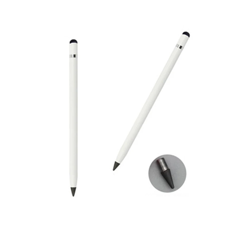  2 lápices de metal sin tinta, lápiz eterno, lápiz infinito,  lápices ilimitados de grafito con 2 puntas de repuesto reemplazables para  niños y adultos para escribir, escuela, oficina (negro, plateado) 