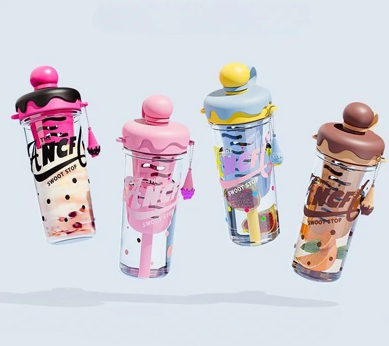 880ml Creative Large Capacity Plastic Cup Crossbody Outdoor Plastic Water Bottle