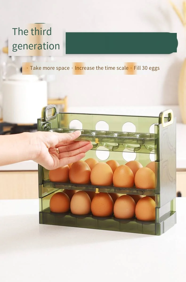 Egg storage box Refrigerator side door food grade egg tray for household kitchen Folding and flipping egg carton manufacture