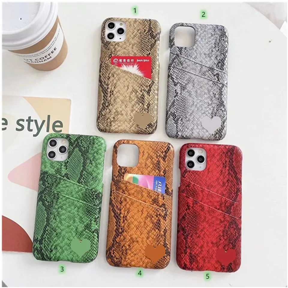 Big-brand designer 12 pro max mobile phone case personality for Samsung s20 snakeskin pattern card p40pro luxury tide