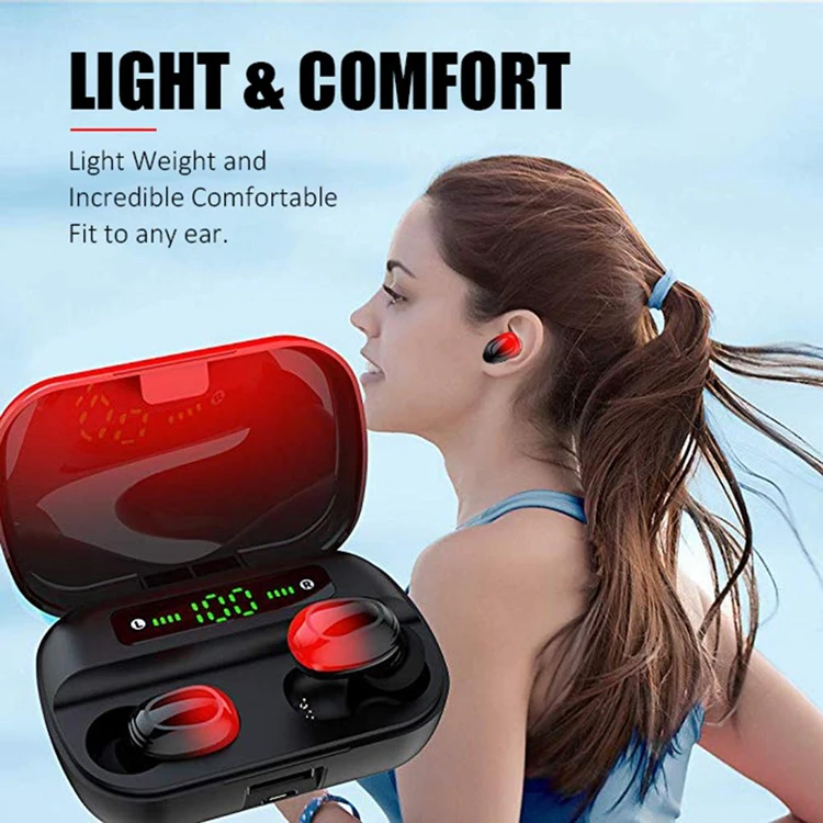 Gradient Color Earphones 1500mAh Charging Case 9D Stereo Headset LED Display IPX7 Waterproof TWS Q61X Wireless Blutooth Earbuds
