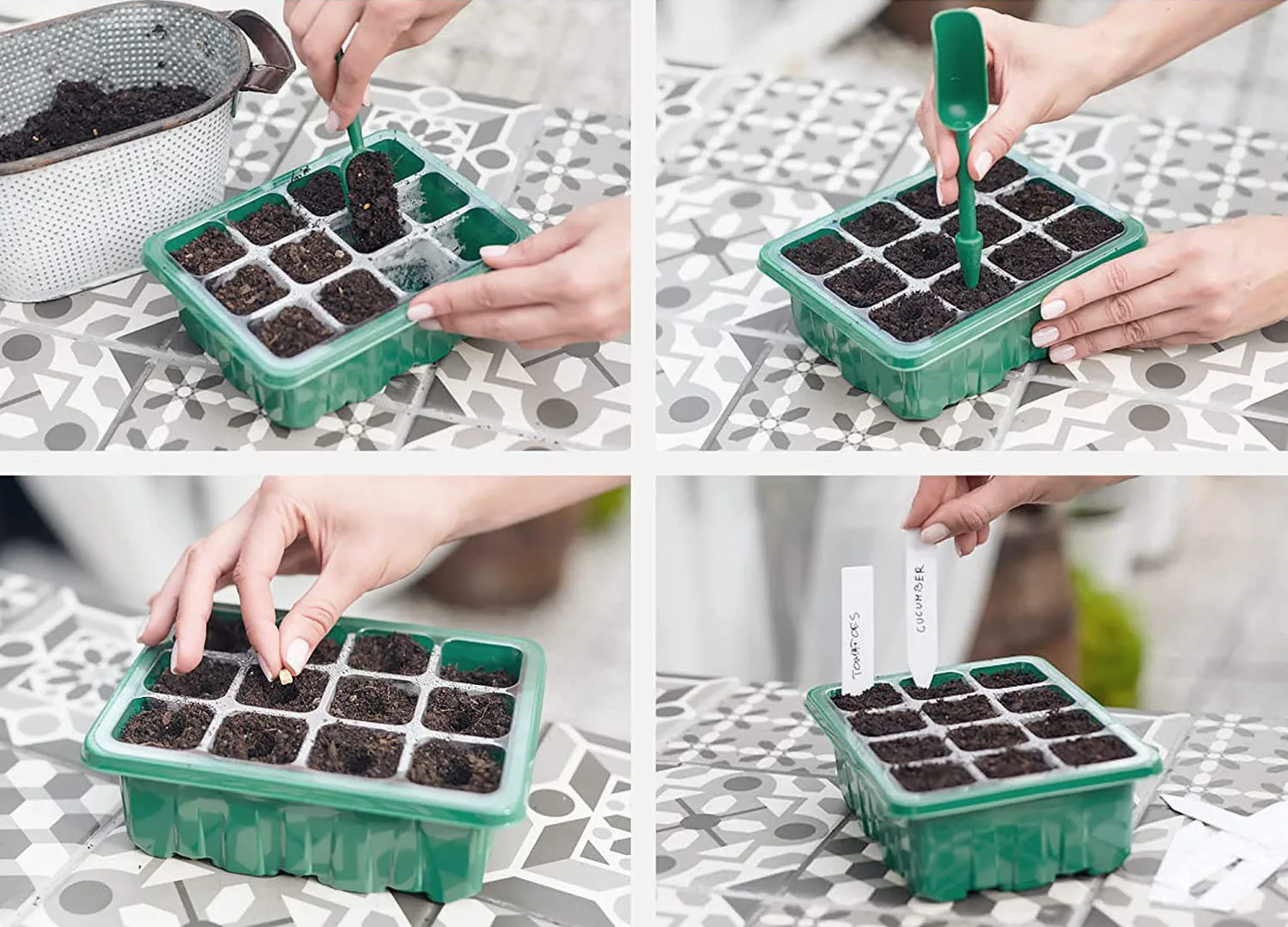5 Pack 12 Cells Seedling Tray Kit With Dome And Light Seed Starter Tray