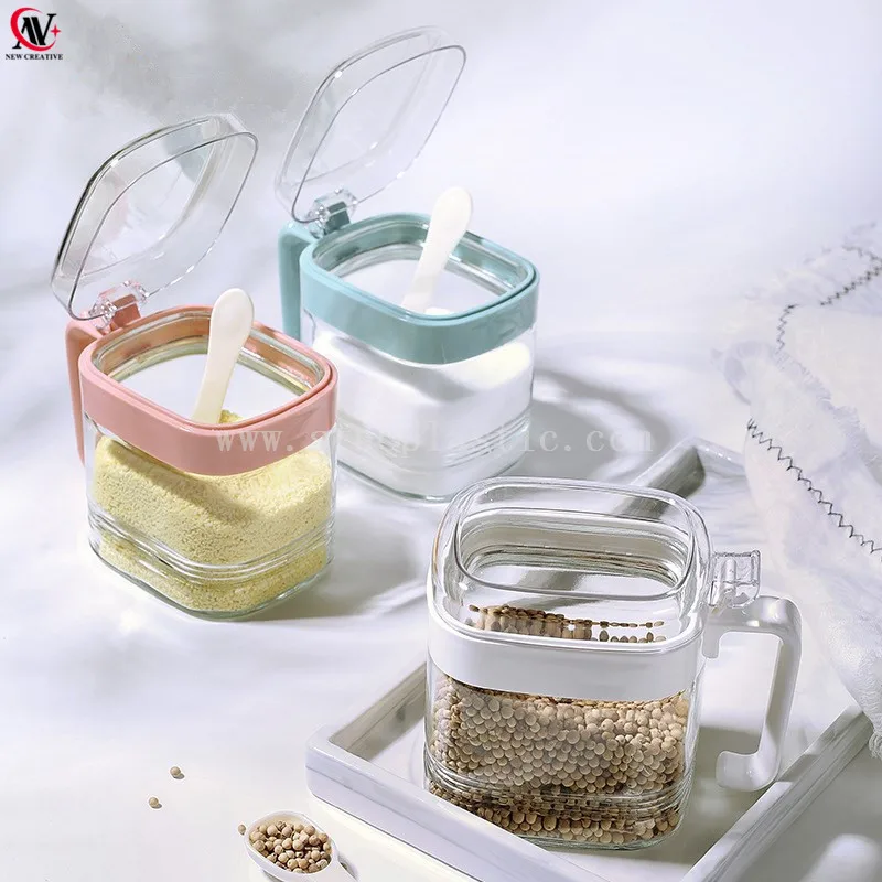 Glass Transparent Spice Jar Seasoning Box Set Kitchen Container