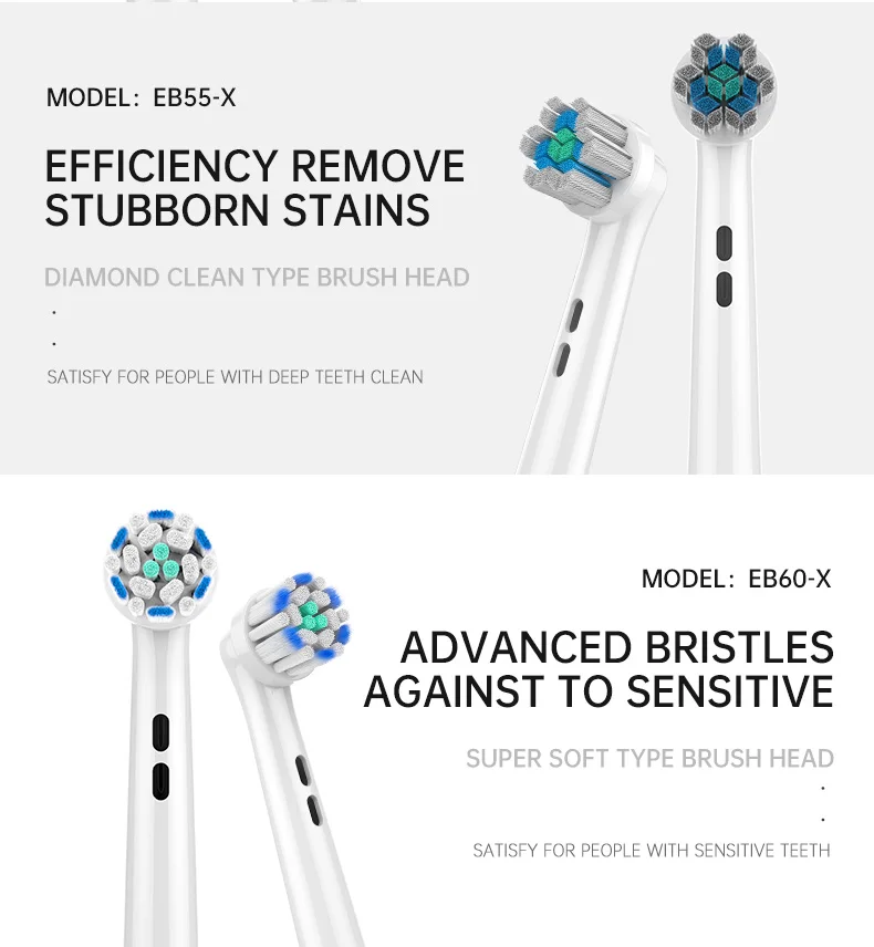 Nylon 610/612 Bristle Toothbrush Heads for Home Use with 100Packs MOQ - Compatible with Rotary Electric Toothbrush