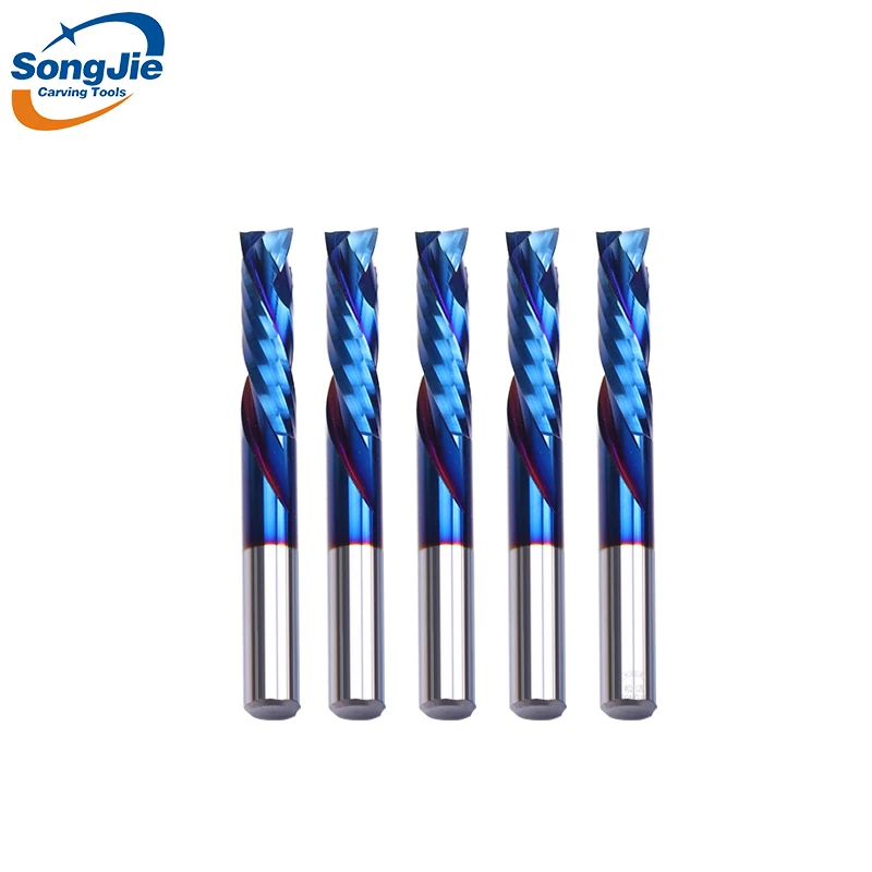 2 Pack CNC Router Bits – Up & Down Cut Solid Carbide Compression End Mill, 1/4 Inch Shank, For Side Milling, Finish Machining & Woodworking