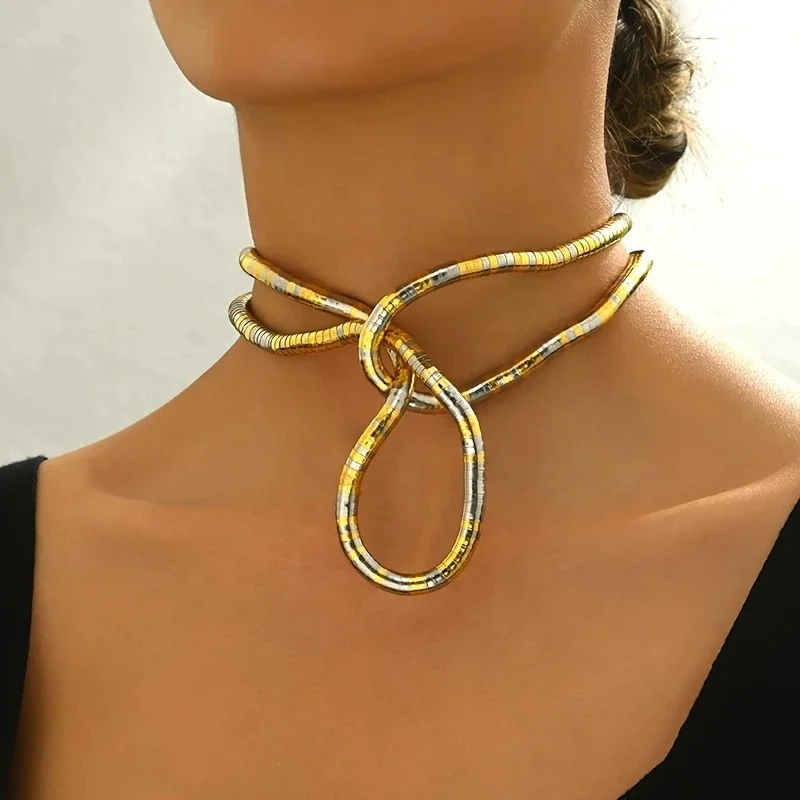 Infinite Loop Necklace - Bendable Snake Golden Hinge Necklaces for