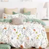 Yellow Flowers & Green Botanical Pattern Printed on White