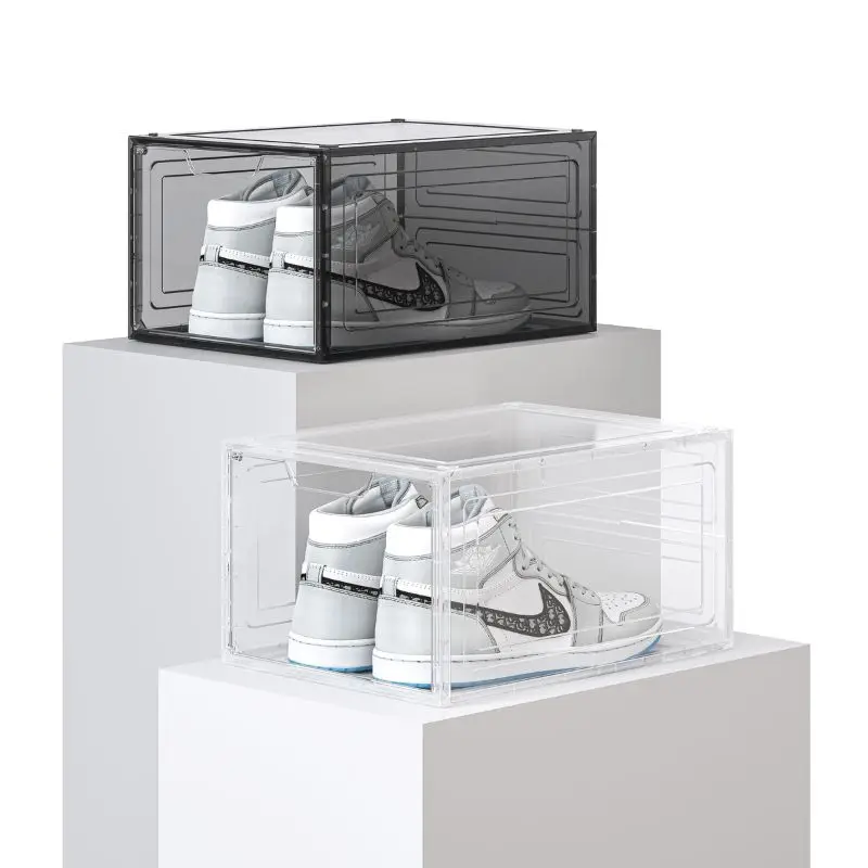 Transparent Plastic Sneaker Storage Boxes Foldable and Stackable