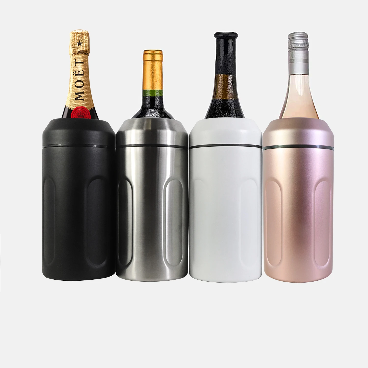 2023 Personal Branded Black Wine Champagne Bottle Chiller Thermo Gold