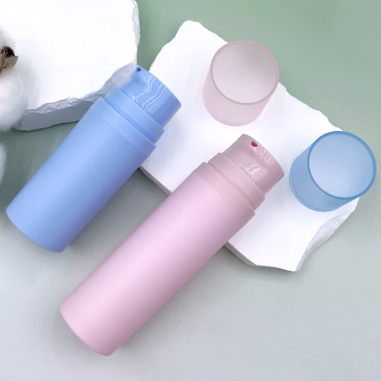 30ml 50ml pink blue airless bottle travel portable emulsion bottle cosmetics small sample bottle silk screen printing