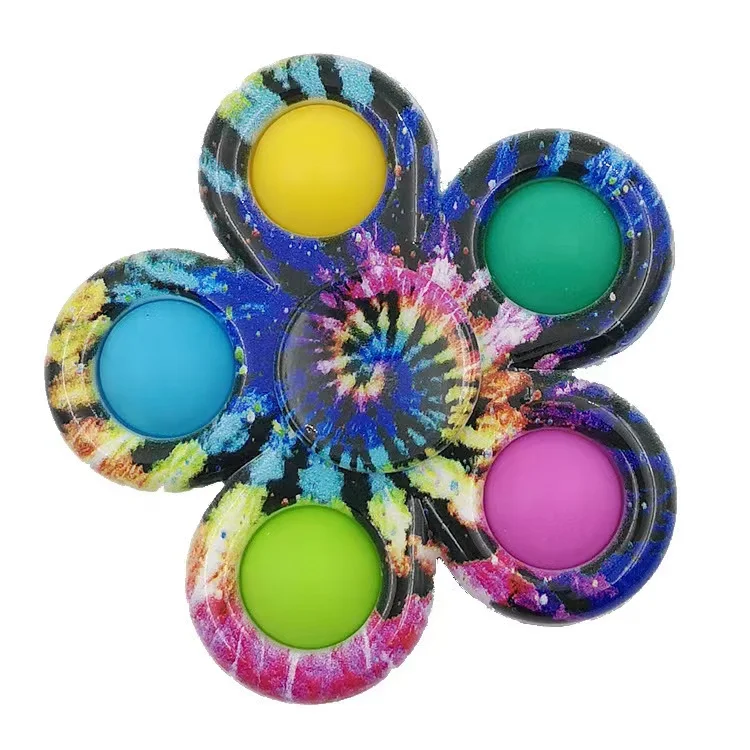 Hot Selling Colorful Finger Pops Bubble Fidget Spinner Toy Silicone Bubble Poppet Anti Stress Relief Fidget Spinners for  Kids