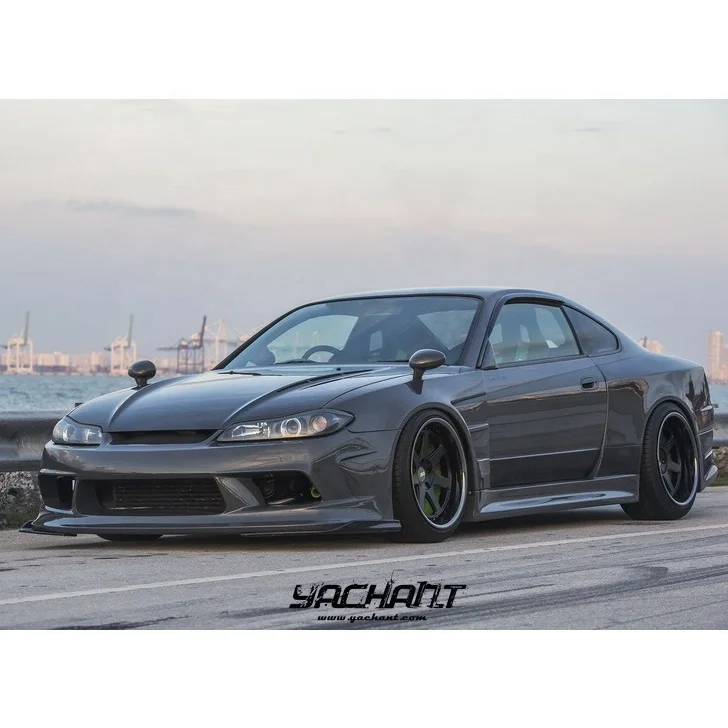 FRP Fiber Glass 1999-2002 S15 Silvia Ver Vtx Edge Style Wide Body Kit Front Bumper Side Skirts