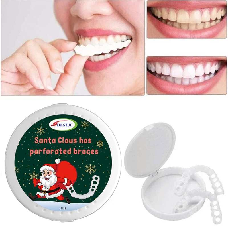 Professional Beauti Snap on Denture Silicone Cover Plastic Whiten Veneers Dental Faketeeth Upper Lower False Teeth Cover Smile