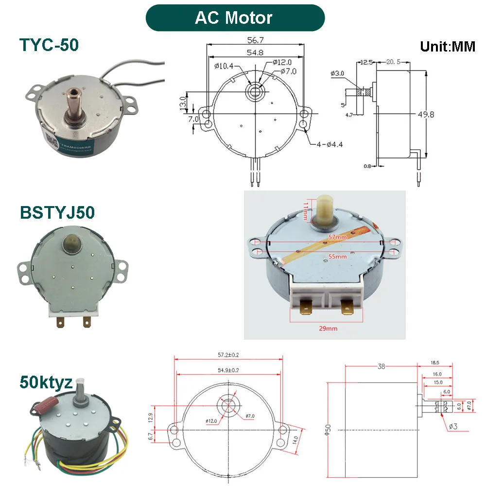 TYC-50 TYC50 49TYZ 49TYJ TY49 TY 50 50KTYZ 50TYZ 5V 6V 12V 24V Synchron Fan Swing Microwave Oven Small AC Gear Synchronous Motor