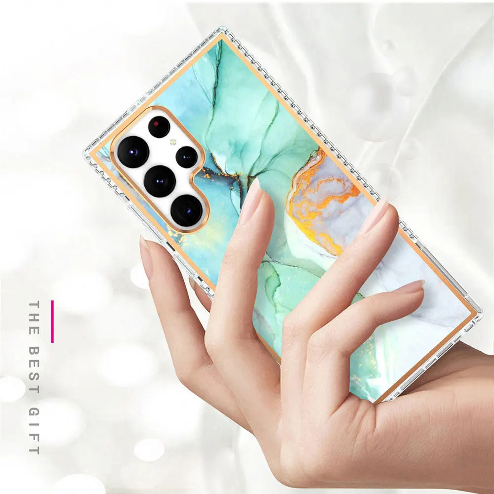 Electroplate Phone Case For Galaxy S24 S24+ S23 S23+ S22 S22+ Ultra Fe 5G Marble Flower Sjk168 Laudtec supplier