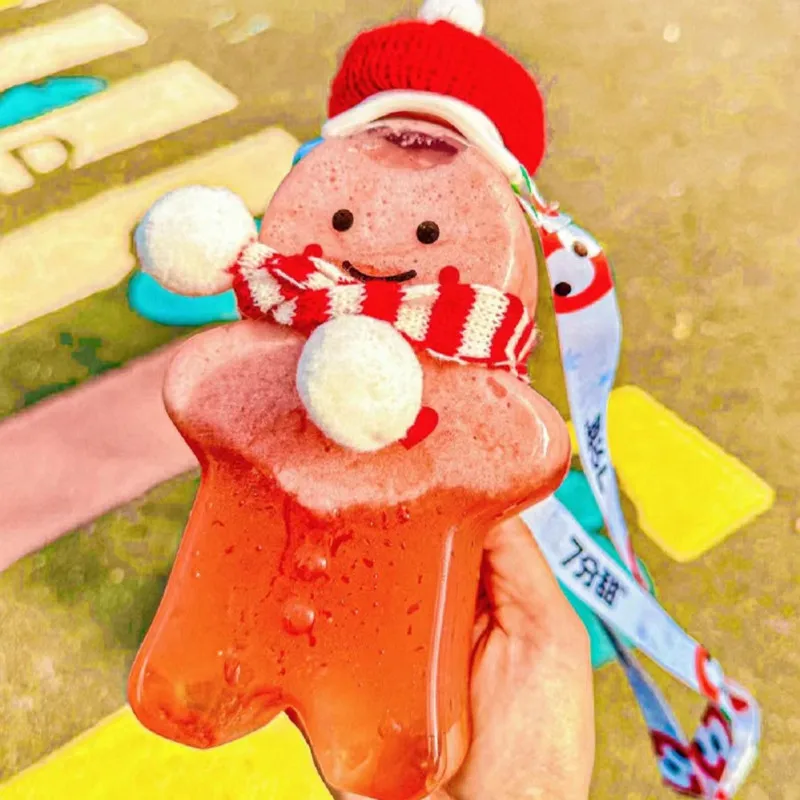 Customized Gingerbread Man Spherical Shape Milk Tea Bottle 500ml Capacity with Screw Cap