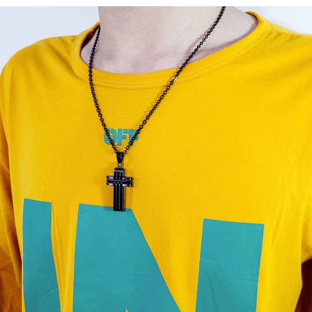 Cross Necklace Plated Gold Silver Black Prayer Choker Cross Pendant Necklaces For Men Jewelry