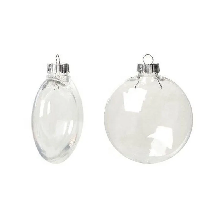 Custom clear 8cm 10cm hand blown glass personalized christmas tree hanging flat disc craft baubles ball ornaments