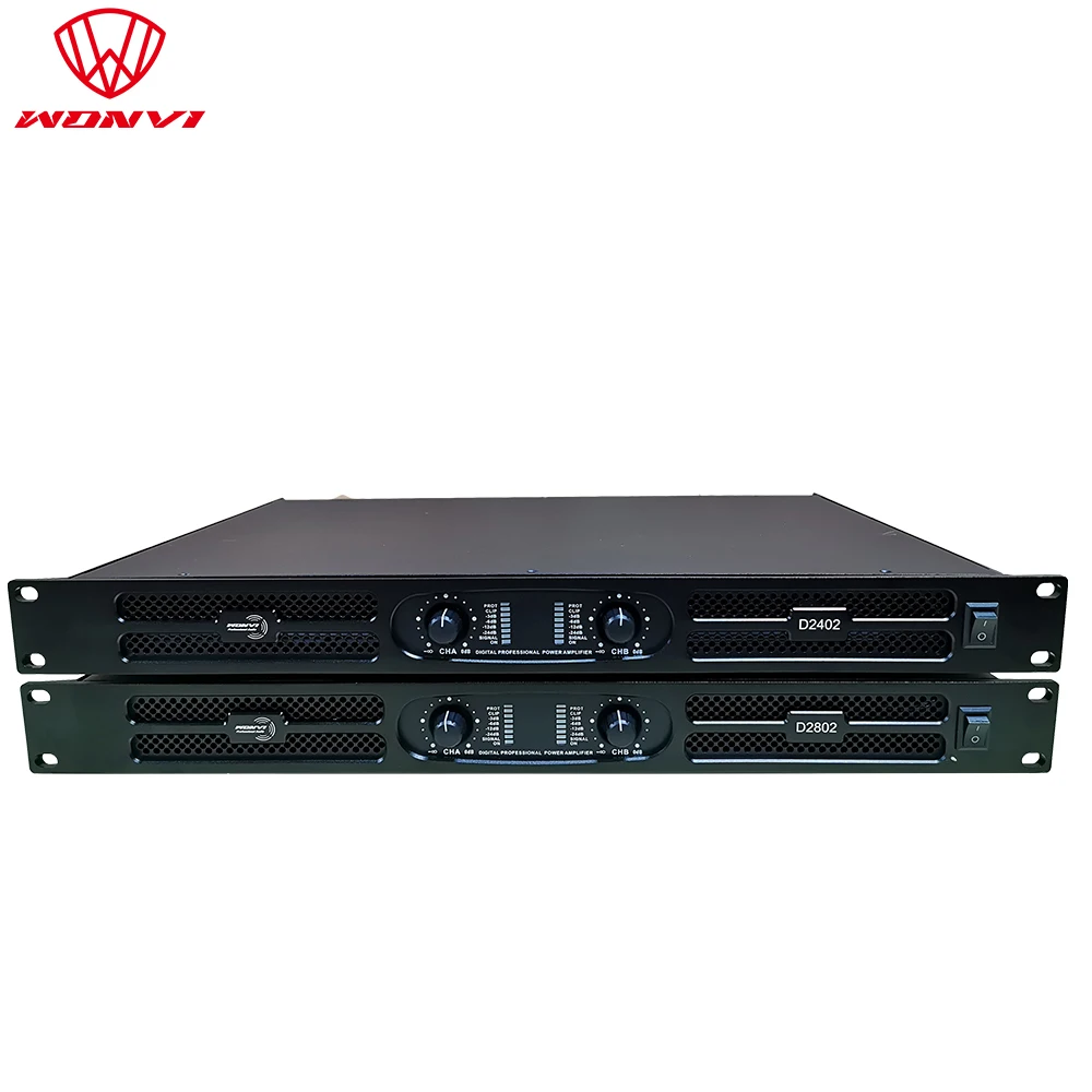 2 Channel 1U Class d Audio Professional Power Amplifier D2402