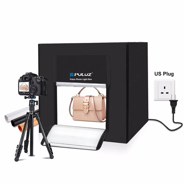 PULUZ 80cm With 3 Colors Backdrops Foldable Lightbox Photo Studio Photography Box LED Photo Light Studio Shooting Tent