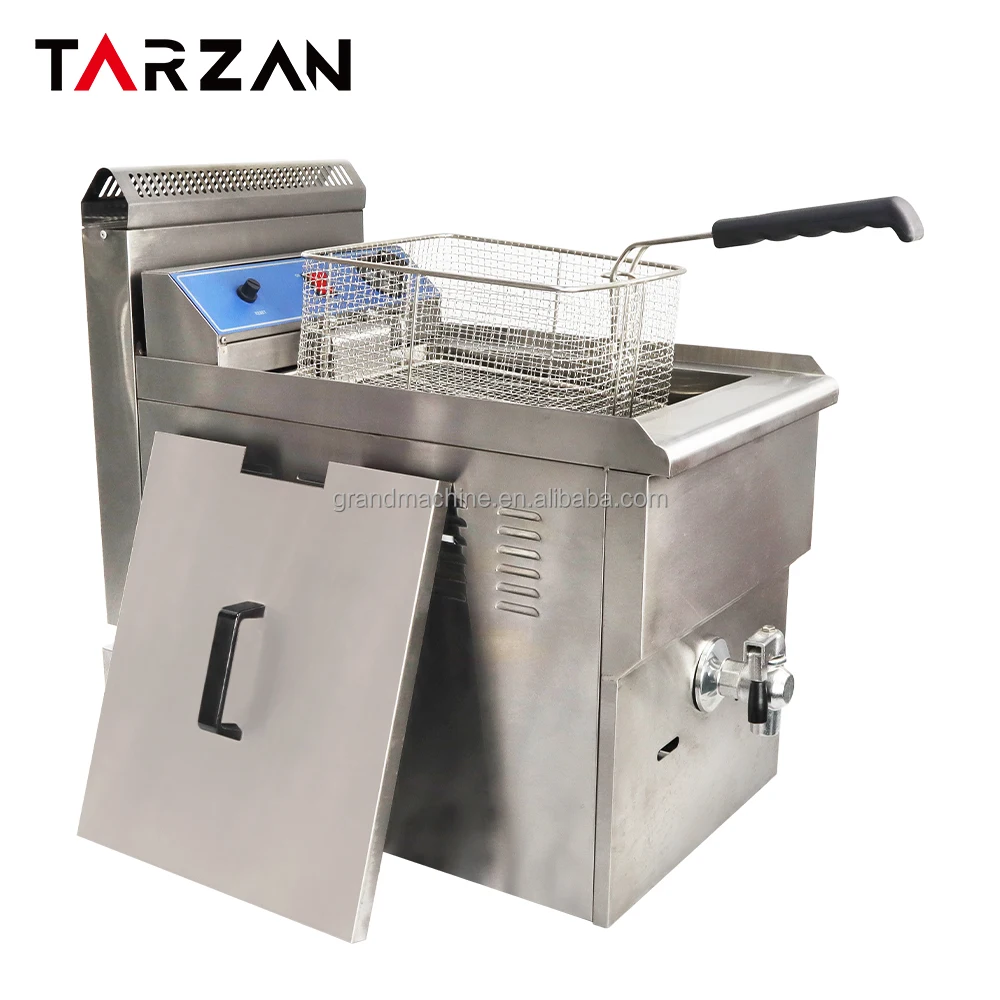 Stainless Steel Chicken Chips Fryer Deep Commercial Gas Deep Fryer Gas Machine Single Tank Small Gas Fryer factory