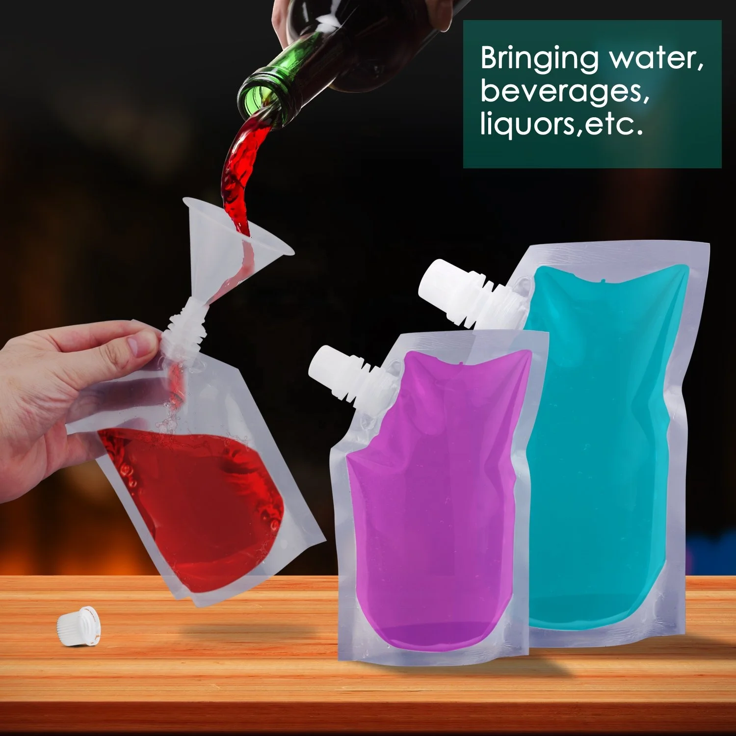 Competitive Price Clear Plastic Flask Bags Travel Beverage Alcohol Liquid Liquor Packaging Cruise Sneak Liquor Spout Pouch