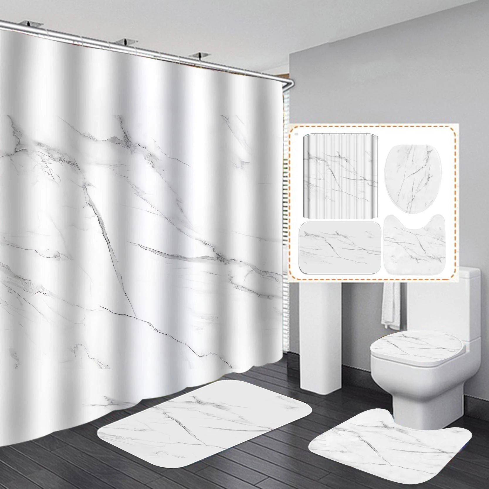 2020 New Modern Style Waterproof Fabric Material Shower Curtain