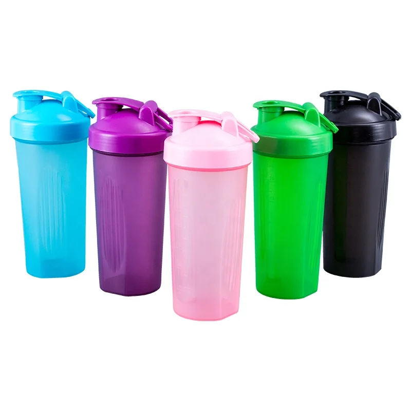 Оптовая продажа 600 мл классический цветной шейкер чашка Пластиковый для протеина в тренажерном