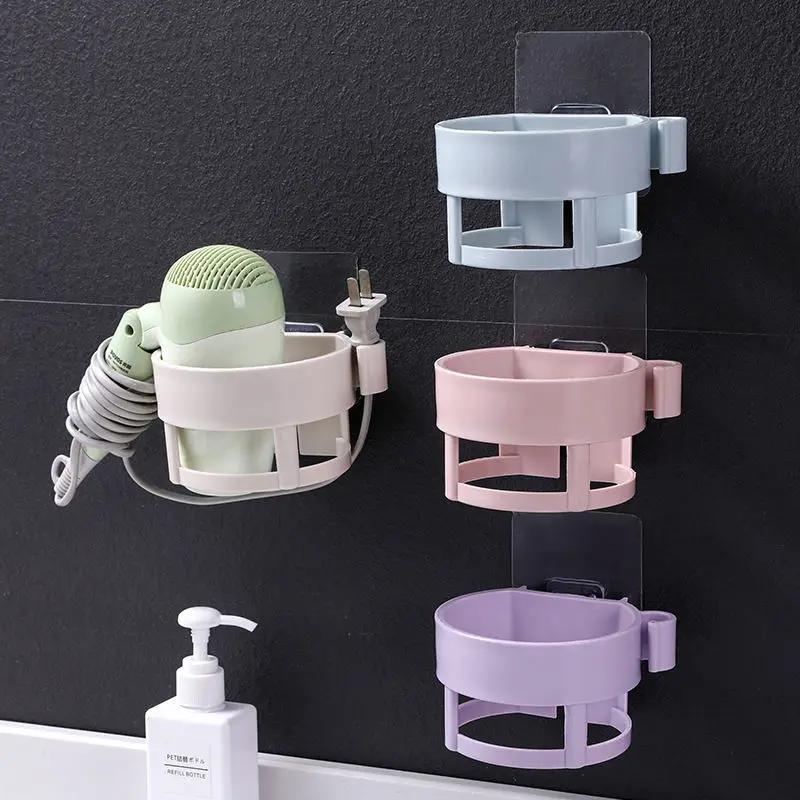 Factory Hot Selling Abs Bathroom Storage Shelf Wall-mounted Self Adhesive Hairdryer Holder Rack manufacture