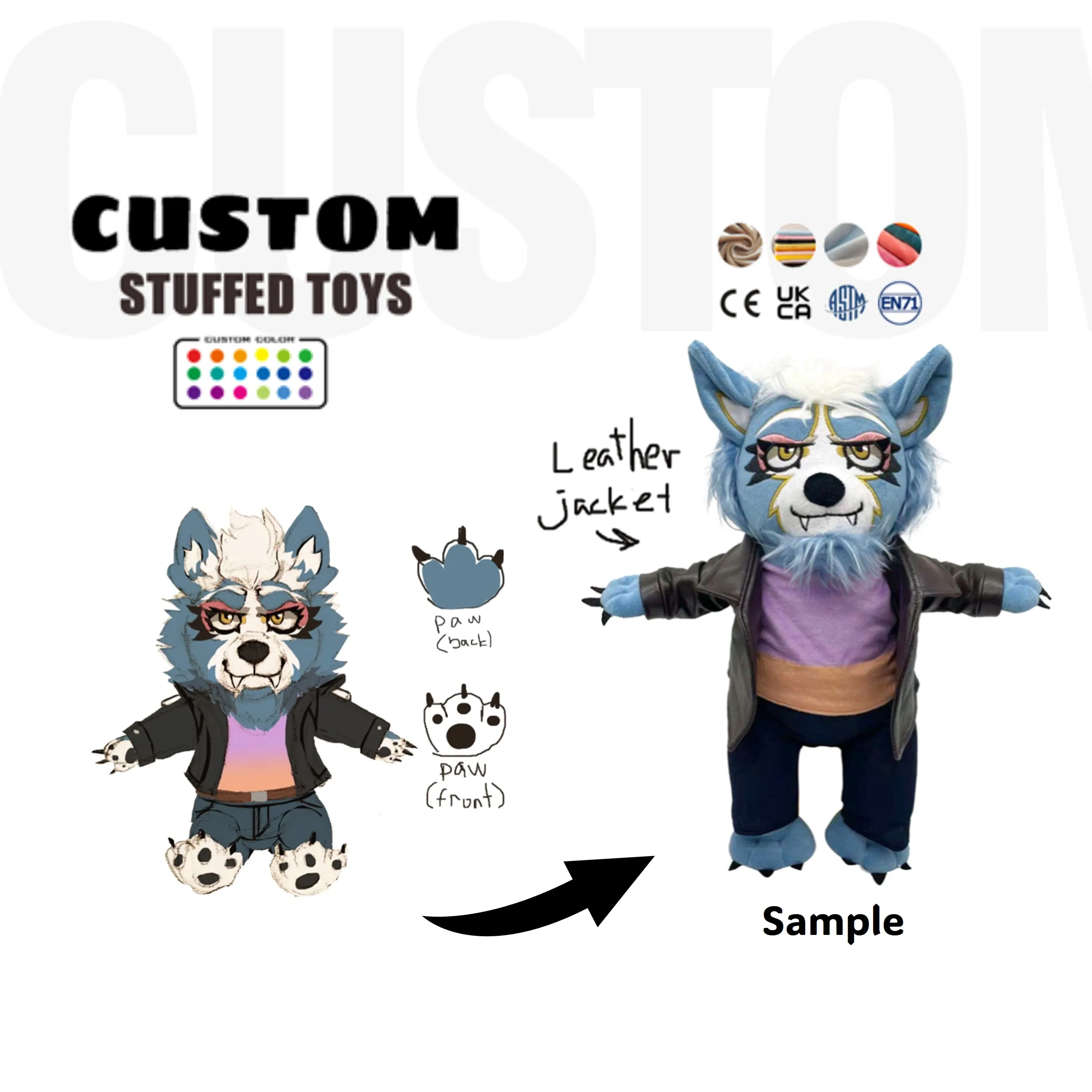 Gaopeng Custom Design Origin Factory Peluches Animal Plush Werewolf Plush Toy Vivid Lifelike Stuffed Animal Toy