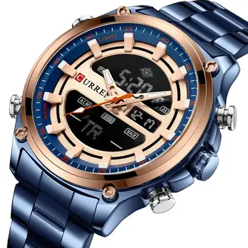 CURREN 8404 Men's Sports Quartz Digital Watch For Men Led Luminous Multifunction Wristwatches Dual Display watch