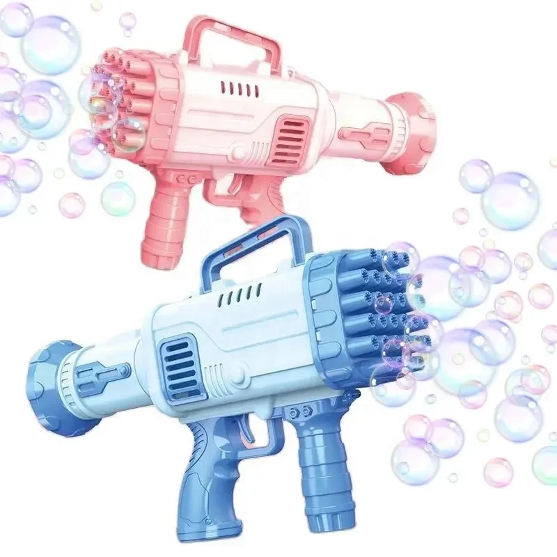 32 Holes Light Rocket Blowing Bubble Launcher Electric Bubble Machine Gun Soap Bubbles Machine for Children Gift