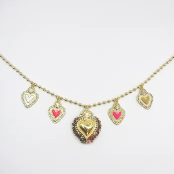 New Arrival Religious Choker Catholic Gift Statement Handmade Hanging Charm Necklace Multicolor Sacred Heart Necklace