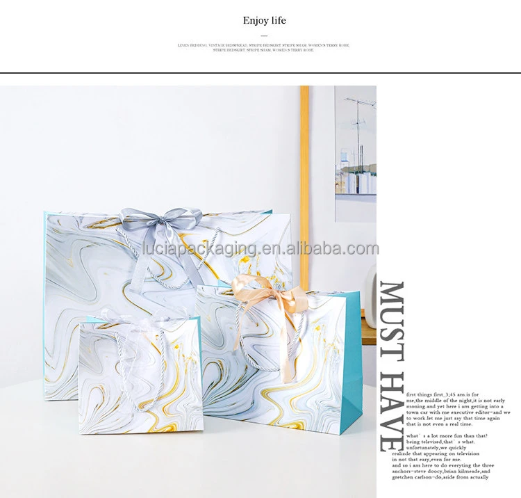 Luxury Ribbon Handle Boutique Shopping Packaging Customized Printed ...