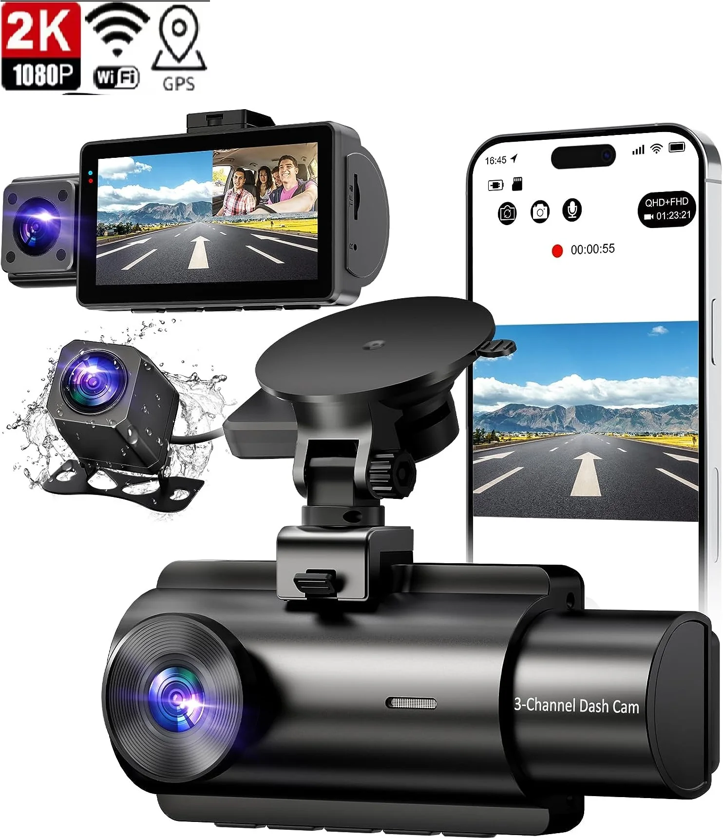 Новый шаблон 3 камера Dash Cam 2k + 1080P спереди и внутри, Wi-Fi, GPS  автомобильное зарядное устройство черный ящик водительский регистратор для  такси Автомобильный видеорегистратор Автомобильная камера заднего вида|  Alibaba.com