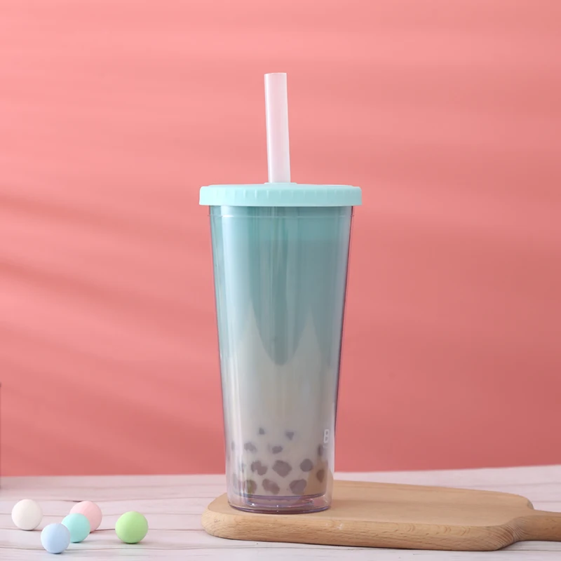 CHINA SELECTION INEEDU FOOD GRADE Plastic Reusable Bubble Tea Cups Tumblers With Fat Straw 14mm