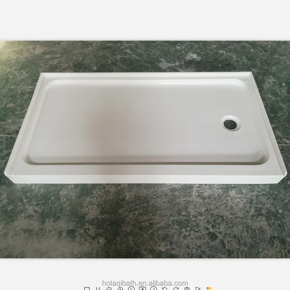 Acrylic Shower Base Factory With Tile Flanges On Three Sides Drain Hole