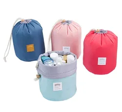 custom logo multifunctional nylon makeup bag toiletry storage bucket drawstring travel cosmetic bags cases organizer