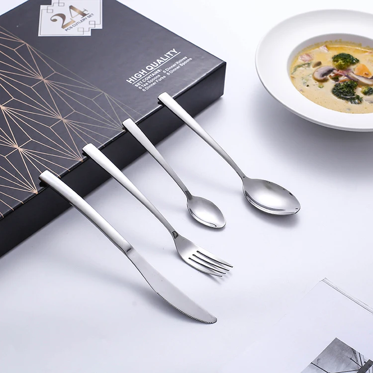 24pcs Golden Stainless Steel Cutlery Set, Dinner Spoon & Fork