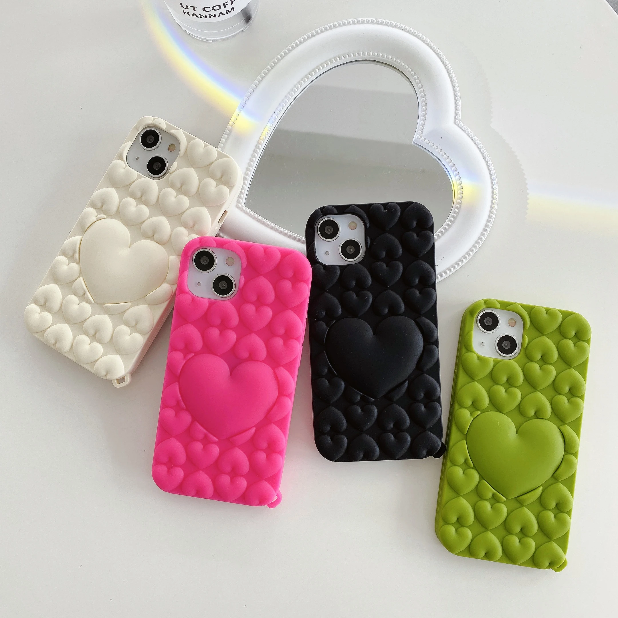 Cute Cartoon 3D Love Heart Phone Case for IPhone 14 Pro Max 13 12
