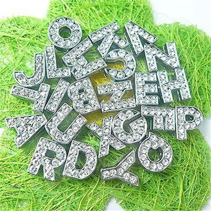 DIY Accessory Can Through 8mm Wristband bracelet pet collar Wholesale 8MM clear full rhinestone slide letters charms A-Z