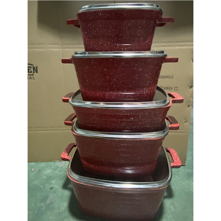 2023 Cookware Set 14 Pcs Granit Marble Coating Die Casting Nonsitck