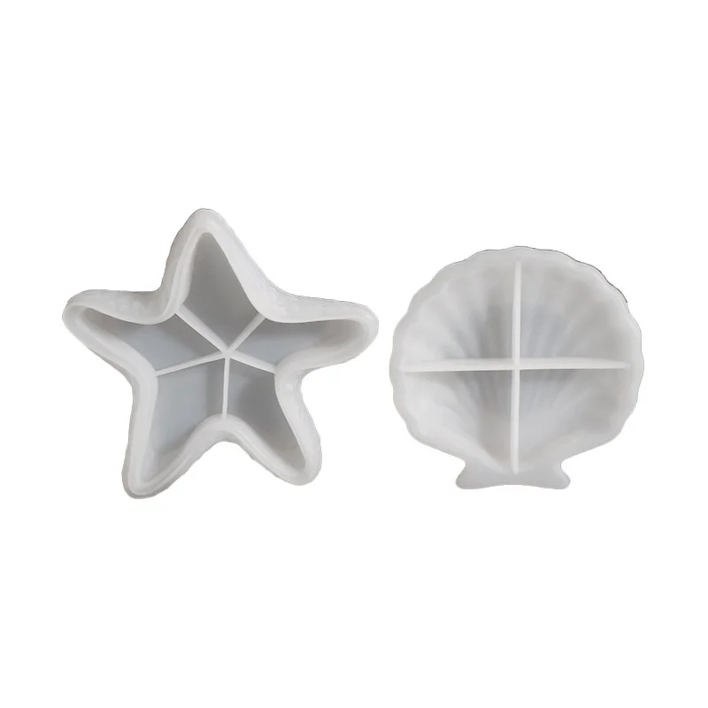 Shell for Starfish Storage Box Mold Conch Candle Cup Gypsum Ornament Shell for Starfish Shaped Dish Non-Stick Silicone Mold