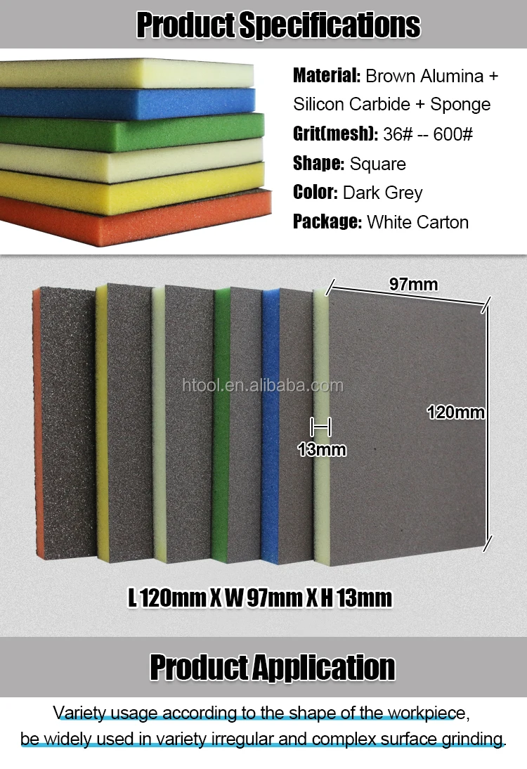 120x97x13mm Double/one-side Silicon Carbide Sand Sponge Block Grinding ...