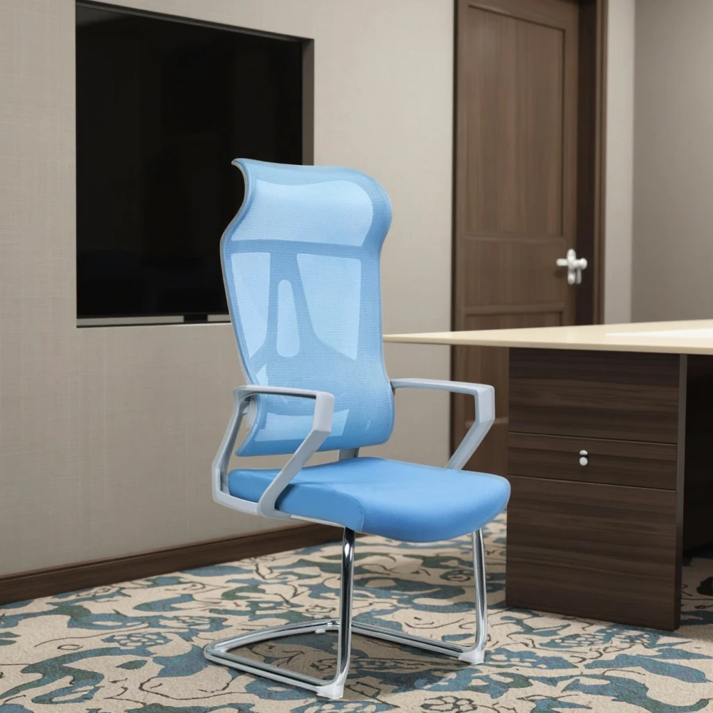Executive Comfortable Hotel Ergonomic Furniture Conference Chairs Thick Padded Seat Curved Back Design Fixed Arms Heavy-duty 6
