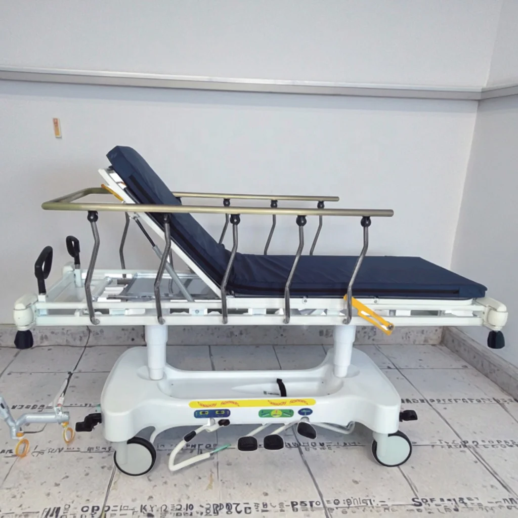 Hospital Medical Trolley with Gas-Assist Backrest Multi-Level Positioning for Patient Transfers 3